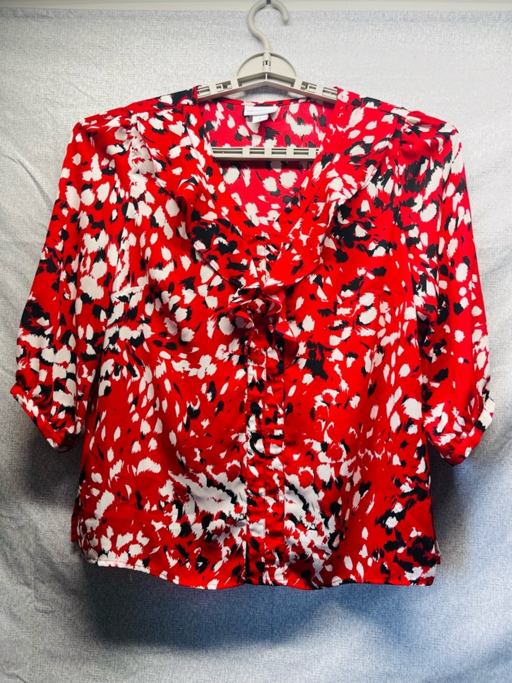 Liz Claiborne Women’s Size 3/4 Sleeve Blouse Brushstroke Print Size Medium